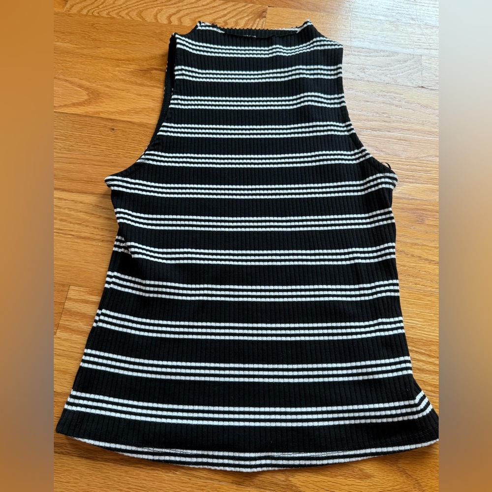 Maeve Black and White Striped Tank Top